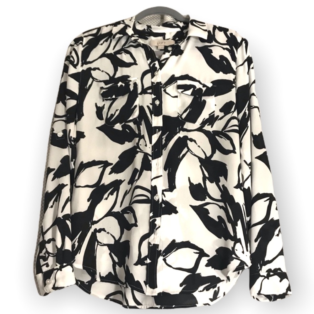 Loft Printed button down shirt with long sleeves